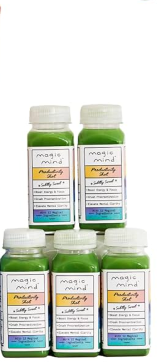 Magic Mind Focus Energy Drink Shots - No Jitters, Stress Relieving, Ashwagandha, Functional Mushrooms, Matcha Green Tea, Vitamin B12, Vitamin C - 2 FL Oz (5 Pack)