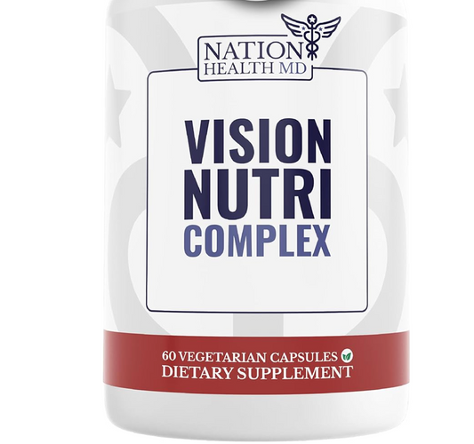 Nation Health MD Vision Nutri Complex - Eye Vitamins with Lutein, Bilberry - Eye and Vision Health for Men & Women - 60 Capsules