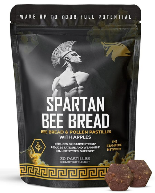 Spartan Bee Bread Chewables Natural Multivitamin | High Absorption Organic Bee Pollen & Honey | Fermented By Bees For Energy, Vitality, Sleep, Recovery, Immunity | Non GMO, Nothing Synthetic